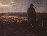 Shepherden with his sheep, Jean Francois Millet